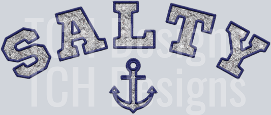 Salty Navy blue faux emb HWDS