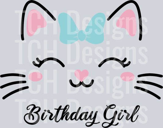 birthday girl cat with bow