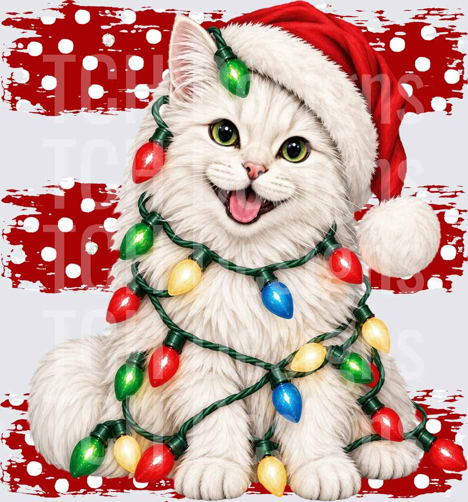 white cat christmas