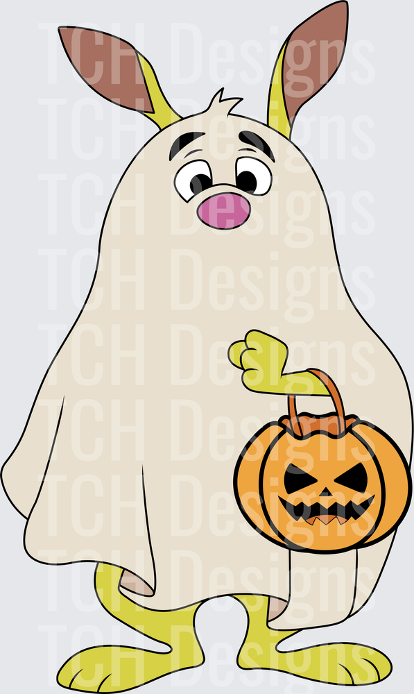 Roo Halloween Ghost Costume Trick or Treat Pumpkin Basket