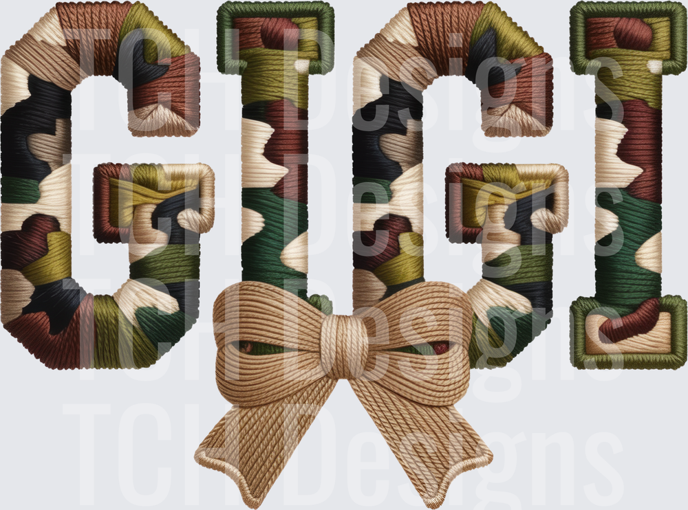 GIGI Camo Embroidery Patch Letters with Bow
