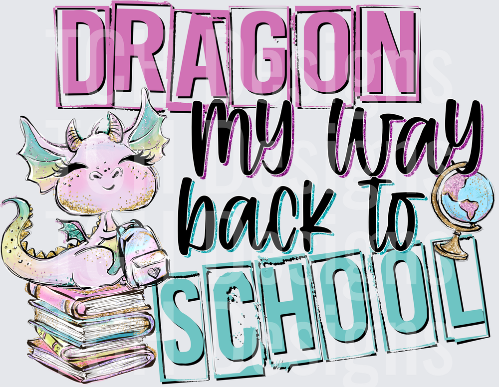 dragon my way back to school-pink teal