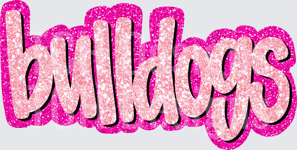 Bulldogs Pink Glitter Sparkle Script Lettering