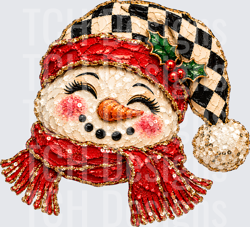 SNOWMAN FAUX PAINTED CHECKERED