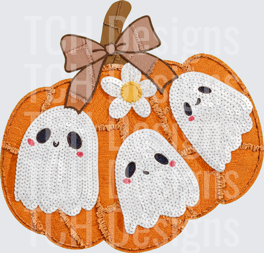 ghostie pumpkin faux emb patchwork hwds