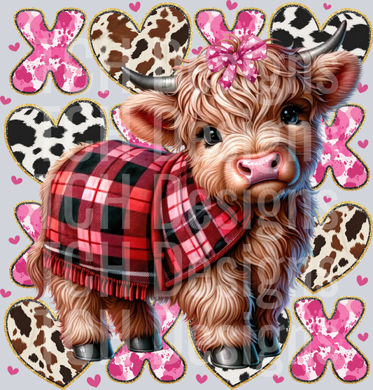 ValentineHighlandCowXOXO-14x14