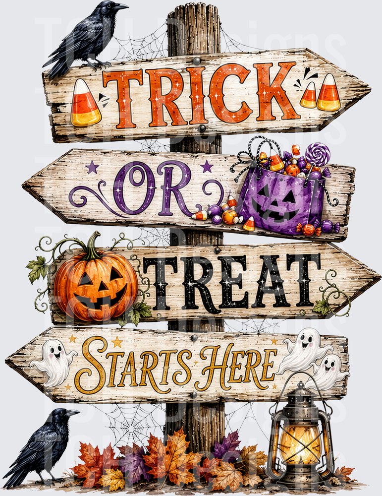 Trick or Treat Starts Here Signpost