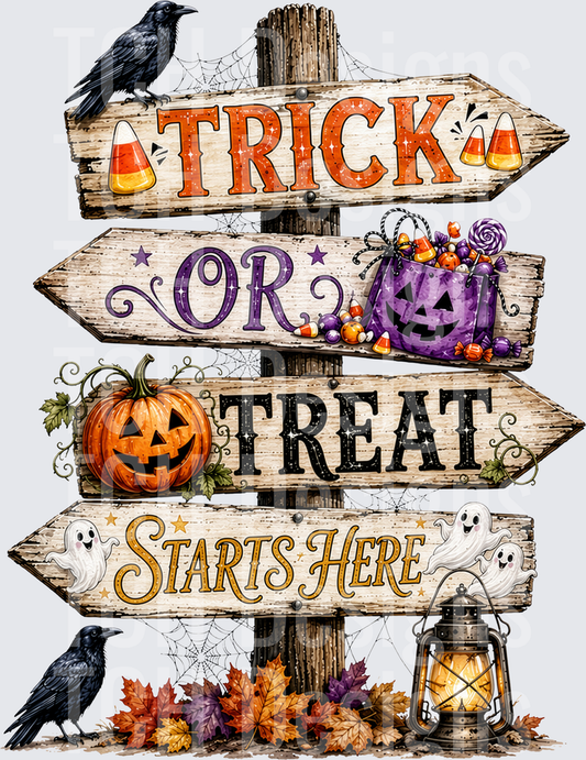 Trick or Treat Starts Here Signpost