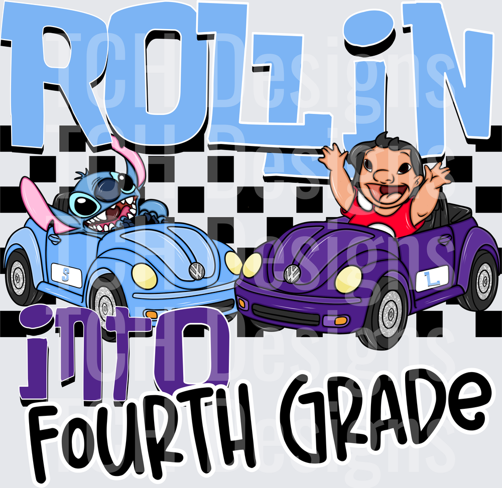 Lilo and Stitch Rollin Into Fourth Grade VW Bug Cars