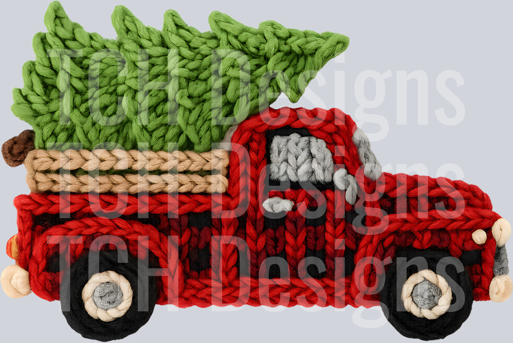 CHRISTMAS PLAID TRUCK FAUX YARN