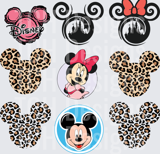Mickey and Minnie Mouse Leopard Print Disney Castle Bundle