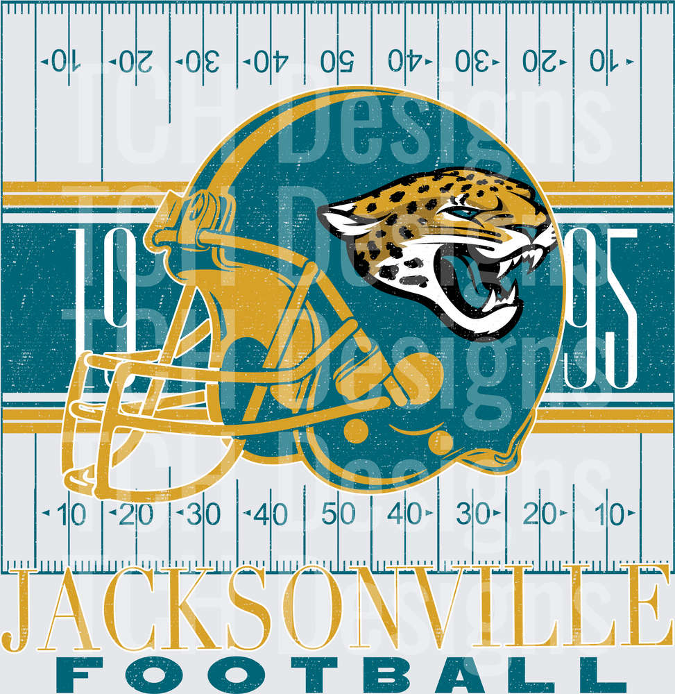Jacksonville Jaguars 1995 Retro Helmet Football Field Design