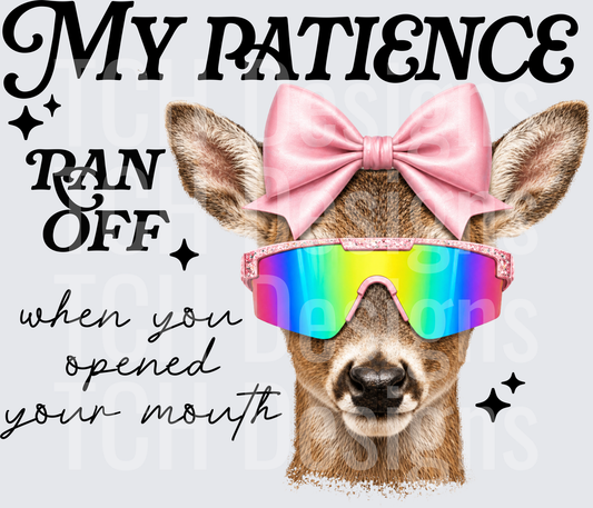 patience ran off deer