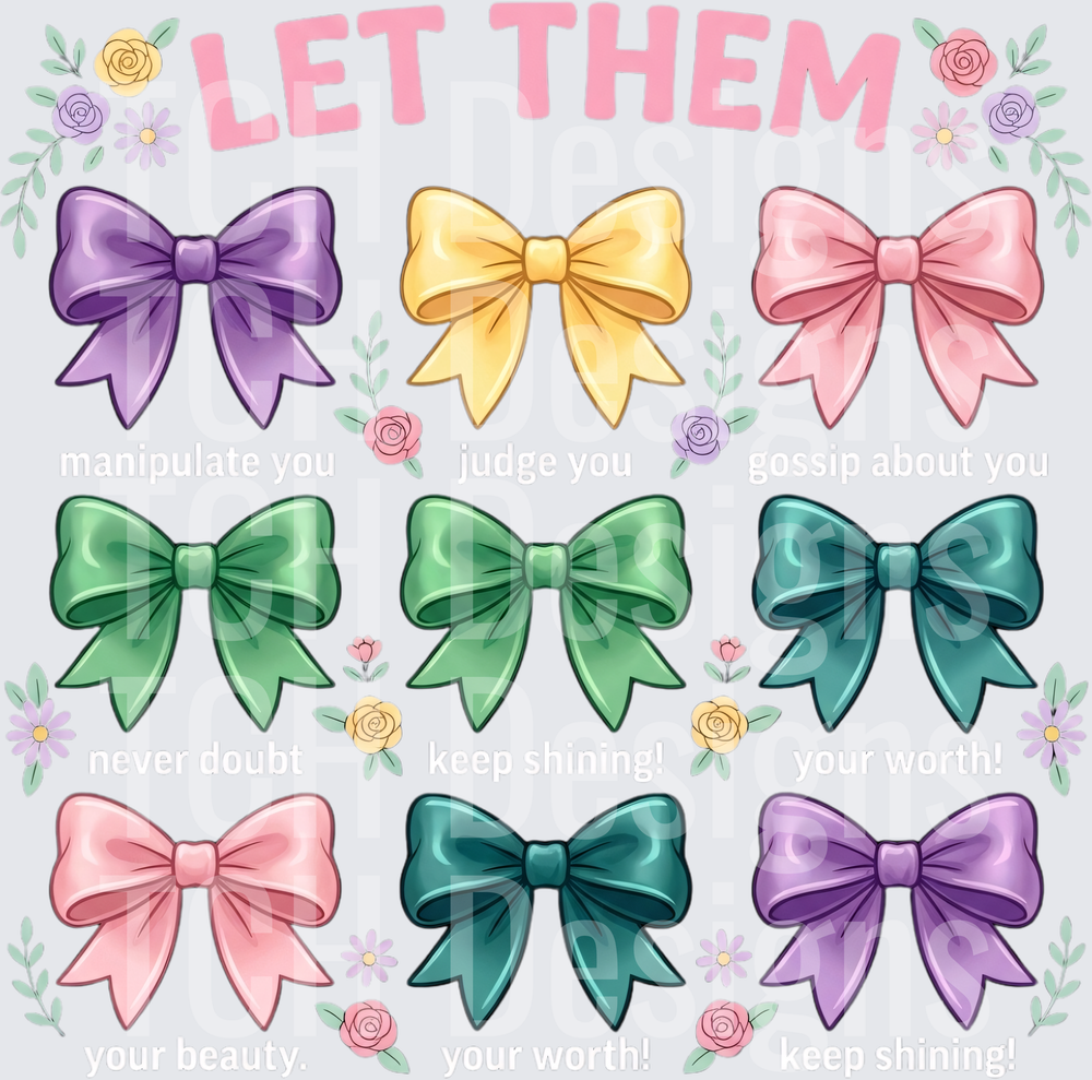 Let Them Eat Cake Colorful Ribbon Bows with Floral Accents