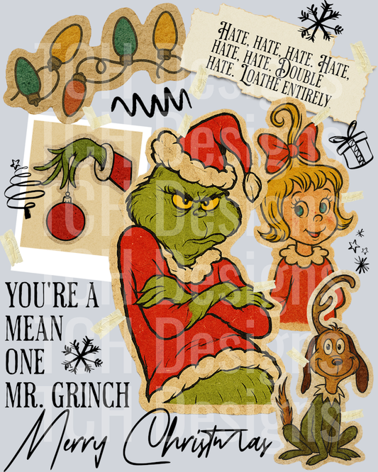 Vintage Christmas Movie Collage GRINCH HWDS