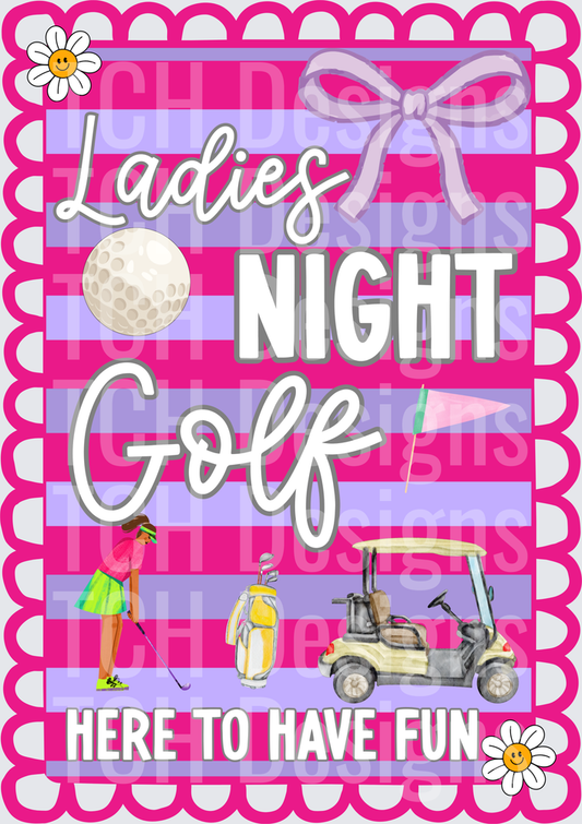 Ladies Night Golf Here To Have Fun Pink Striped Design