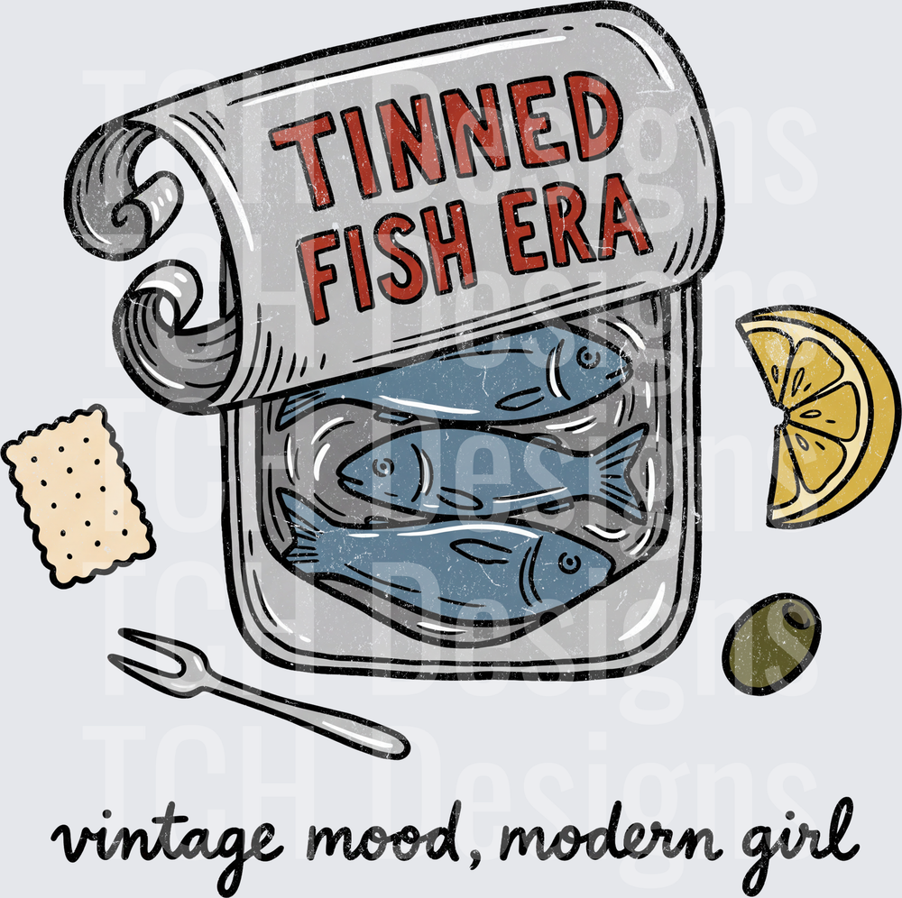 Tinned Fish Era Vintage Mood Modern Girl Sardine Can