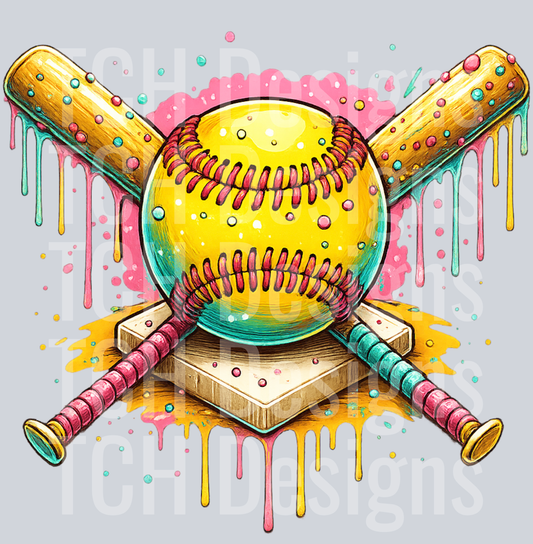 Softball Home plate Ice Cream Drip PNG