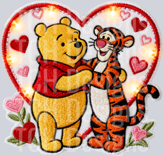 pooh and tigger faux light up heart patch