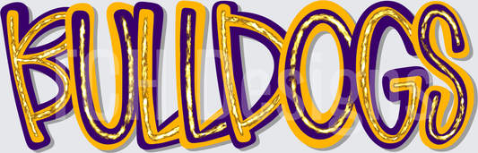 Bulldogs Bold Gold Foil Purple Orange School Spirit Lettering