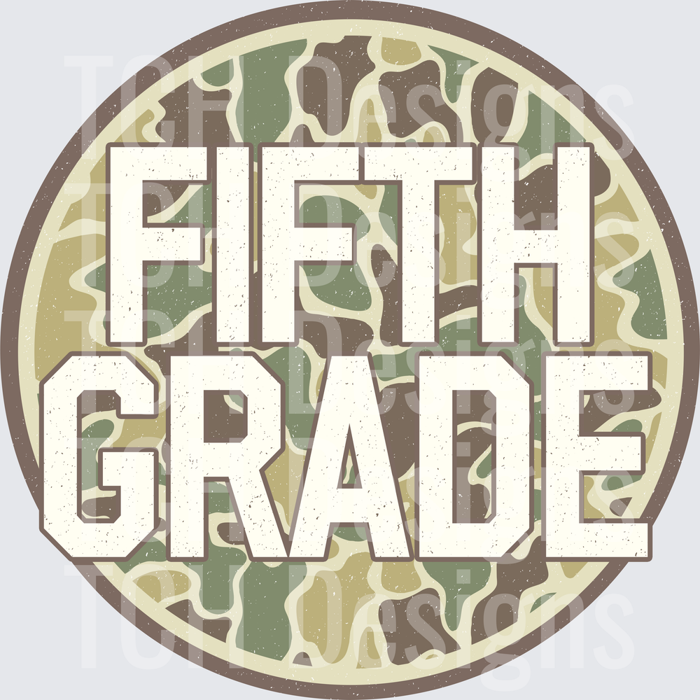 Fifth Grade Vintage Camo Circle Badge Design