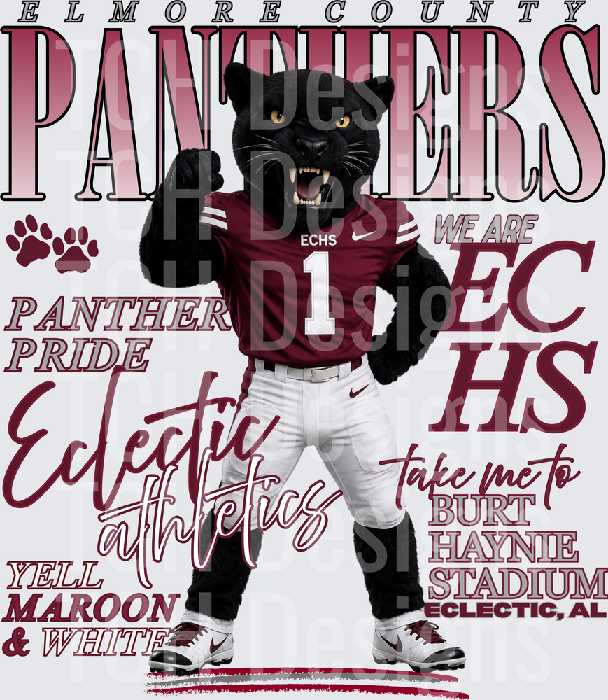 Elmore County Panthers ECHS Mascot Panther Pride Eclectic AL