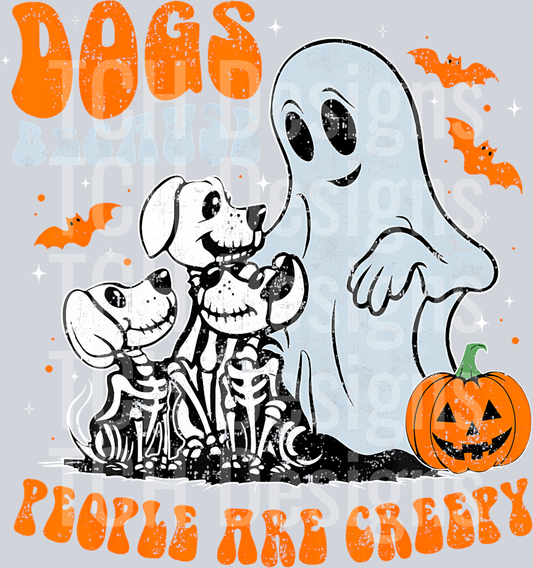 4 Funny Dogs Because People Are Creepy Halloween T-Shirt