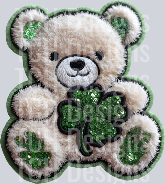ST PATRICKS DAY BEAR FAUX EMBROIDERY