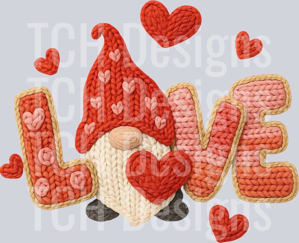 Crochet Valentines Gnome Png