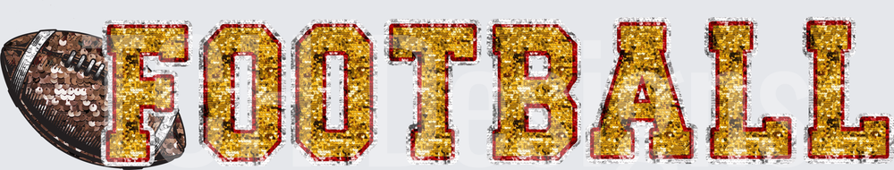 Gold Sequin Glitter FOOTBALL Text with Rhinestone Border and Football Graphic