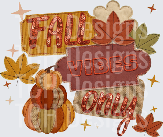 fall vibes only faux emb hwds