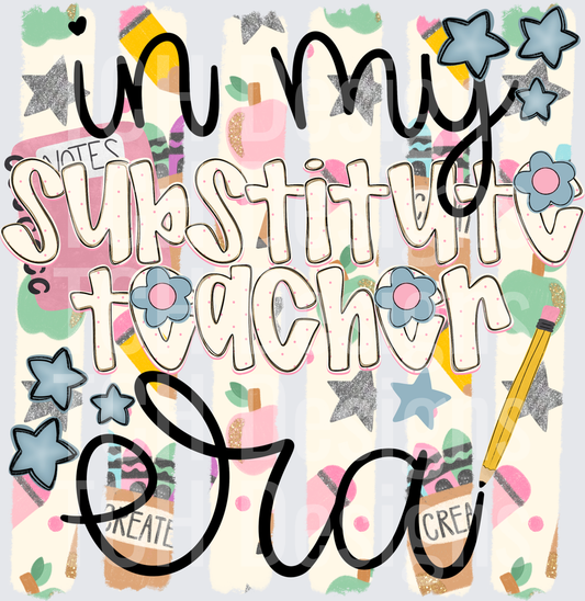 I Am My Substitute Teacher Era School Supply Doodle Design