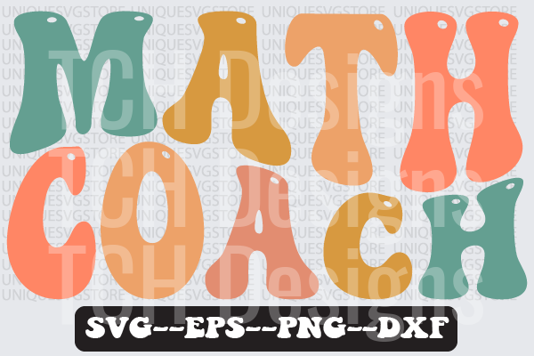 Retro Groovy Math Coach Bold Colorful Letters Design