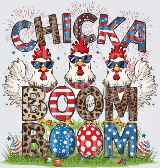 Patriotic Chickens with Sunglasses Chicka Boom Boom Fourth of July