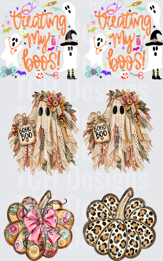 Halloween Nurse Boho Ghost Floral Leopard Pumpkin Bundle