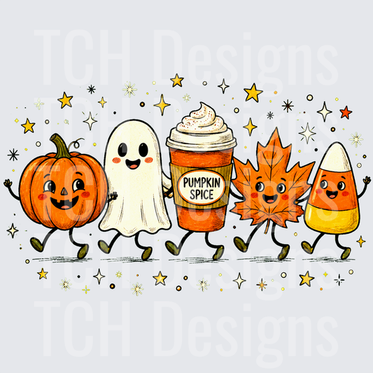 Fall Doodle Autumn Pumpkin Ghost Candy Corn PNG