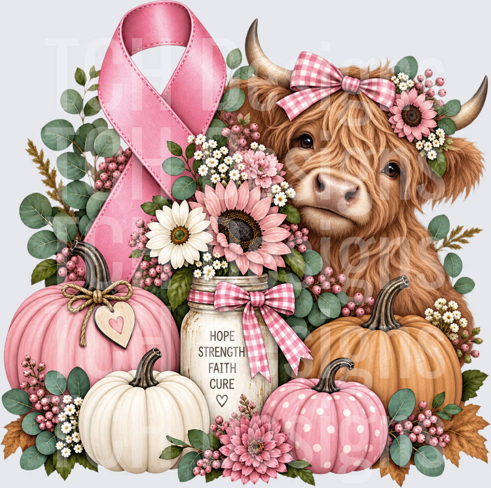 highland cow breast cancer awareness
