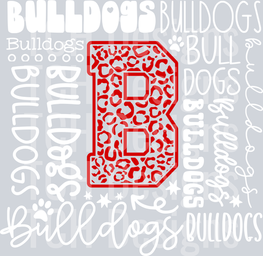 Bulldogs Typography Collage - red and white