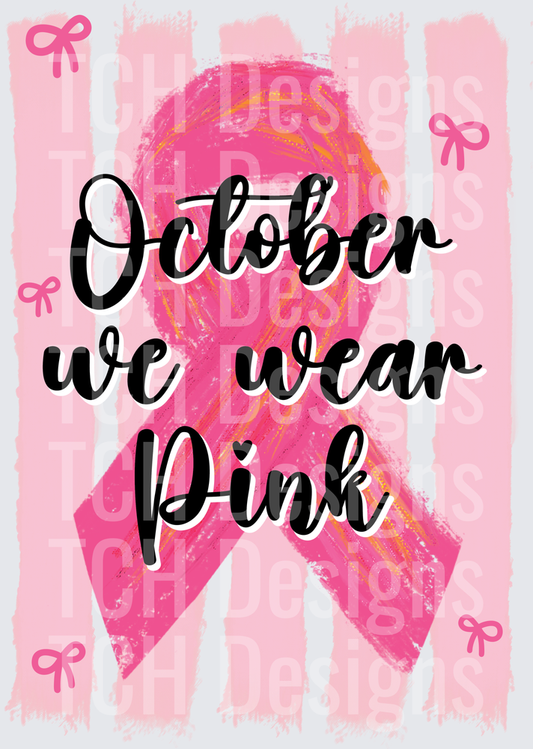 Striped In October We Wear Pink
