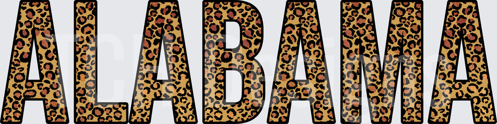 Alabama Leopard Cheetah Print Bold Block Letters