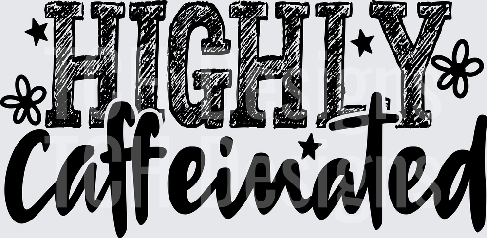 Highly Caffeinated Bold Script with Stars and Flowers