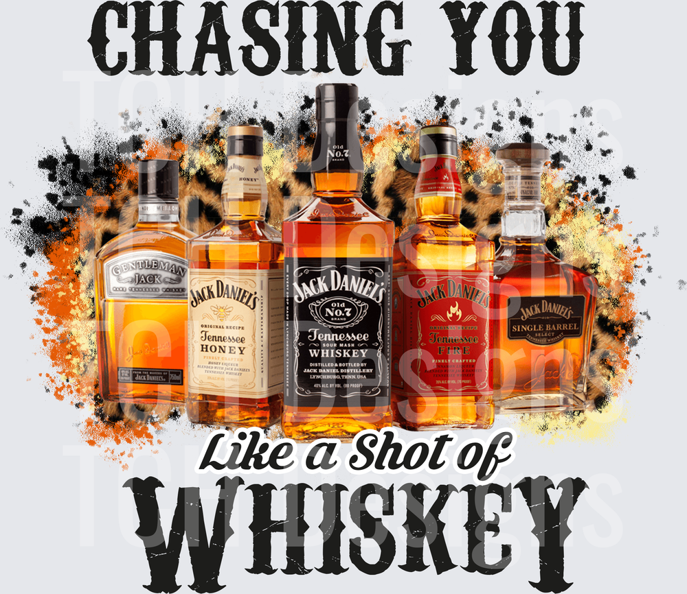 Chasing You Like a Shot of Whiskey Jack Daniel's Bottles Leopard Print