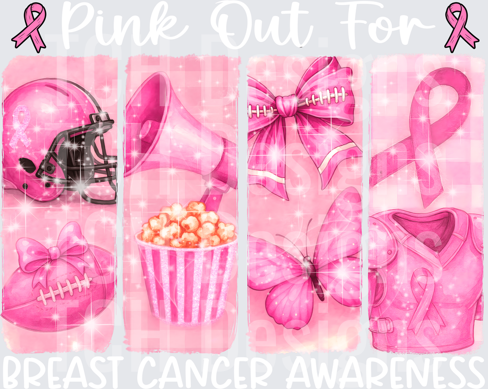 Pink Football Breast Cancer Awareness Four Panel Collage