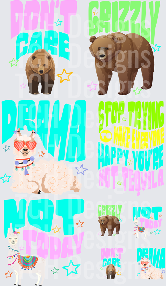 Don't Care Bear Grizzly Drama Llama Motivational Sayings