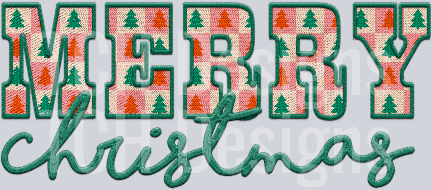 merry christmas plaid green