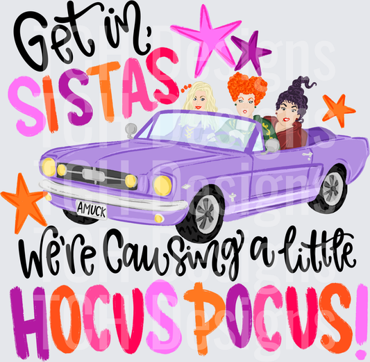 Hocus Pocus Sanderson Sisters Get In Sistas Purple Convertible