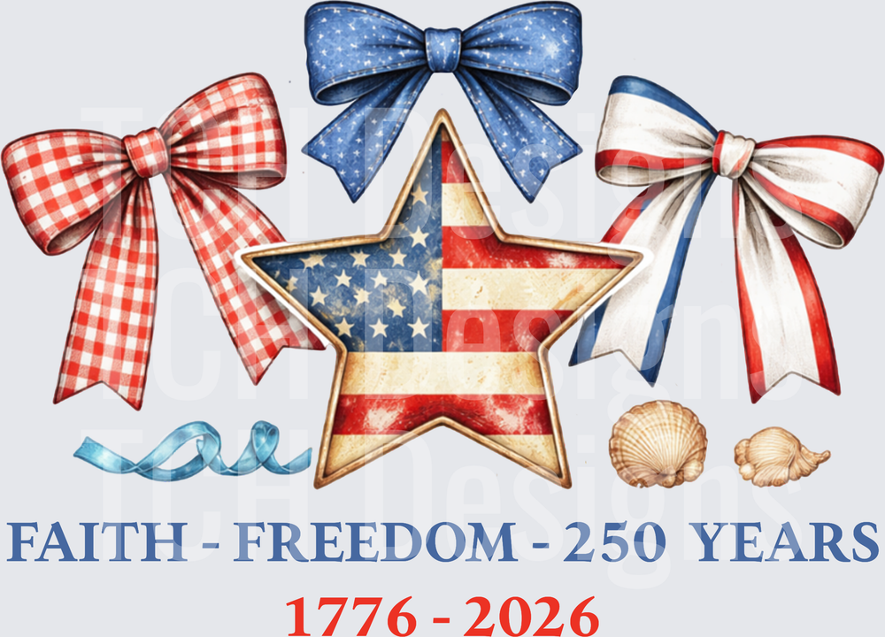 America 250th Anniversary Patriotic Star with Bows 1776-2026