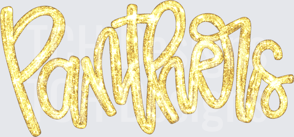 Panthers Gold Glitter Script Lettering
