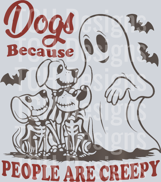 1 Dog Because People Are Creepy Funny Halloween Dog Ghost T-Shirt