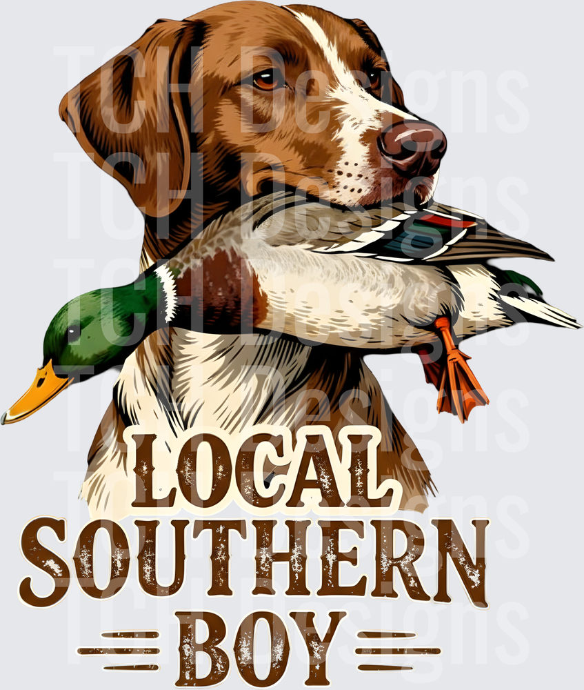 Local Southern Boy Chocolate Lab Duck Hunting Dog Design